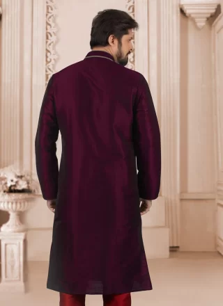 Dupion Silk Kurta Pyjama In Purple Color