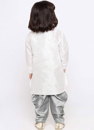 Dupion Silk Kurta Pyjama In White