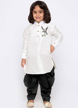 Dupion Silk Kurta Pyjama with Embroidered Work