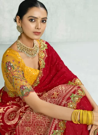 Elegant Red Silk Classic Saree
