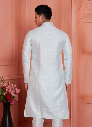 Elite Off White Brocade Kurta Pyjama with Pintex Work