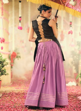 Embroidered and Gamthi Work Banglori Silk Lehenga Choli In Purple for Sangeet