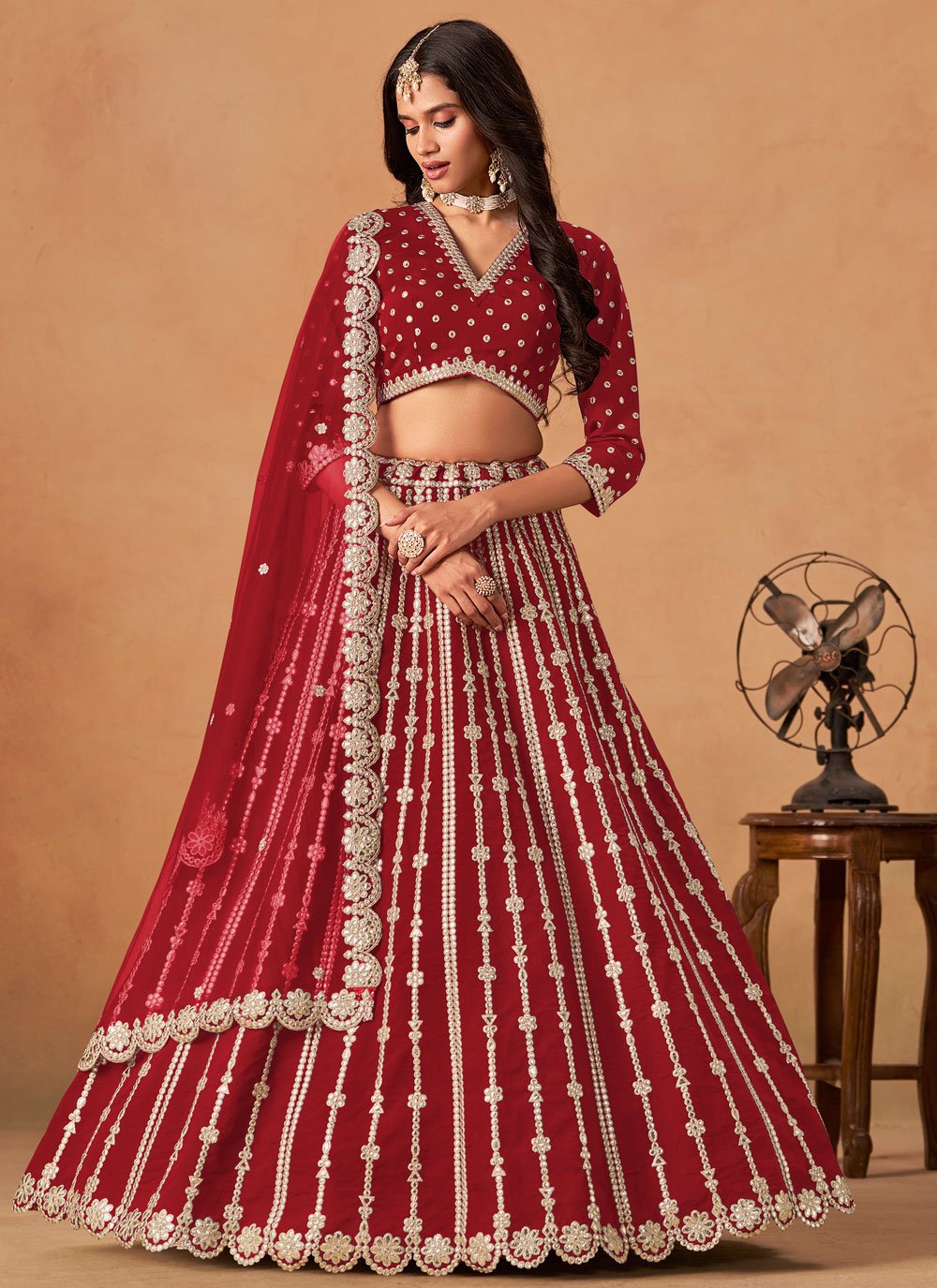 Shop Online Embroidered and Gota Work Art Silk Lehenga Choli In