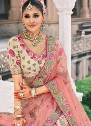 Embroidered and Sequins Work Silk Lehenga Choli In Multi Colour for Engagement