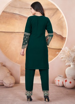 Embroidered and Swarovski Work Georgette Readymade Salwar Suit In Green