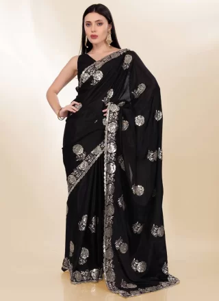 Buy Off White Net Embroidered Designer Saree : 200749 -