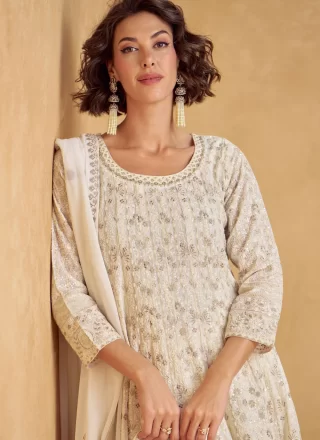 Embroidered, Sequins and Zari Work Georgette Anarkali Suit