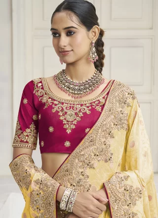 Embroidered, Sequins and Zari Work Tissue Traditional Saree In Yellow