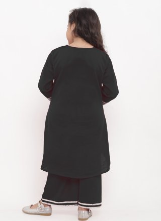 Embroidered Work Cotton Designer Kurti In Black for Festival
