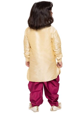 Embroidered Work Dupion Silk Kurta Pyjama In Cream