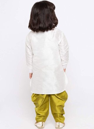 Embroidered Work Dupion Silk Kurta Pyjama In White
