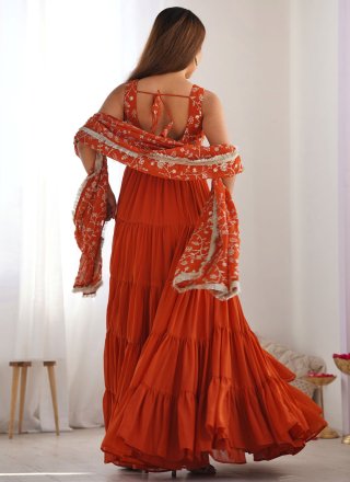Embroidered Work Faux Georgette Floor Length Salwar Suit