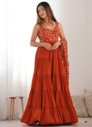 Embroidered Work Faux Georgette Floor Length Salwar Suit