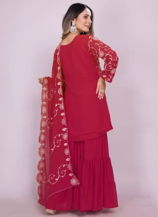 Embroidered Work Faux Georgette Sharara Set