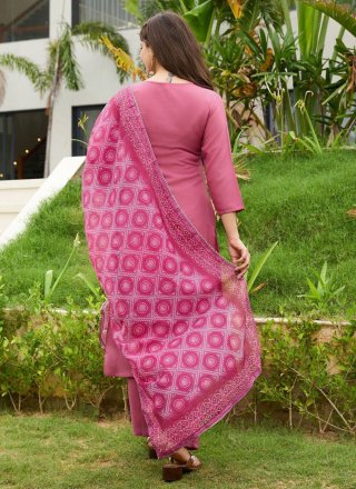 Embroidered Work Rayon Readymade Salwar Suit In Pink