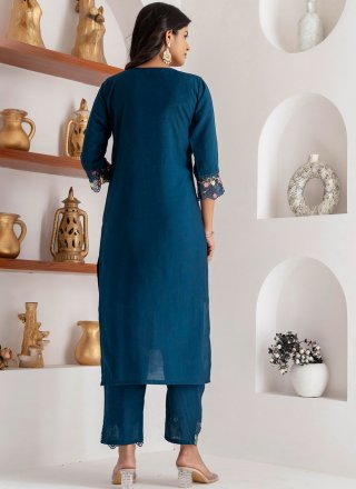Embroidered Work Silk Pant Style Suit In Morpeach