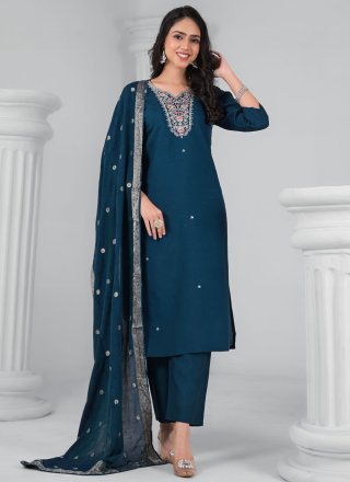 Enchanting Morpeach Chanderi Pant Style Suit with Embroidered, Sequins and Zari Work