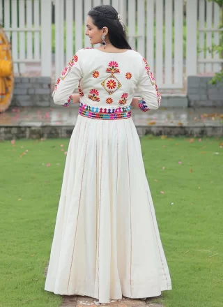 Enthralling White Silk Readymade Lehenga Choli