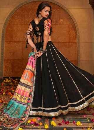 Enticing Black Faux Georgette Lehenga Choli