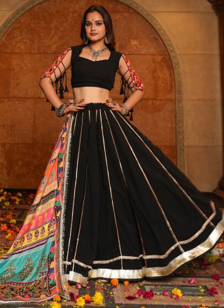 Enticing Black Faux Georgette Lehenga Choli