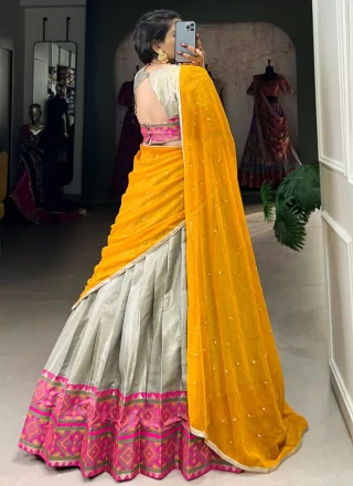 Epitome Silver Jacquard Silk A - Line Lehenga Choli