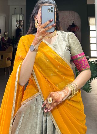 Epitome Silver Jacquard Silk A - Line Lehenga Choli