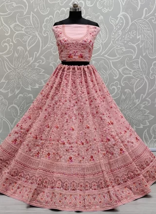 Ethnic Pink Net A - Line Lehenga Choli