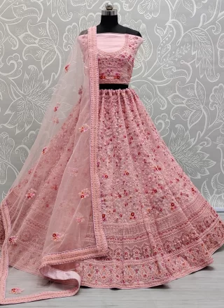Ethnic Pink Net A - Line Lehenga Choli