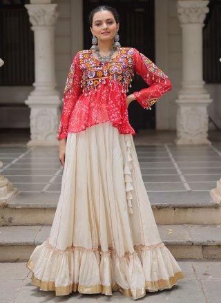 Excellent Red Cotton Readymade Lehenga Choli