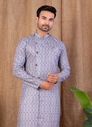 Exceptional Grey Cotton Silk Indo Western