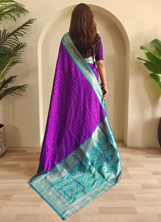 Exciting Purple Silk Traditional Saree with Weaving Work