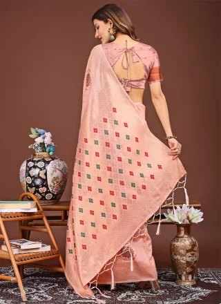 Exotic Peach Cotton Trendy Saree