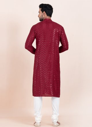 Extraordinary Maroon Rayon Kurta Pyjama