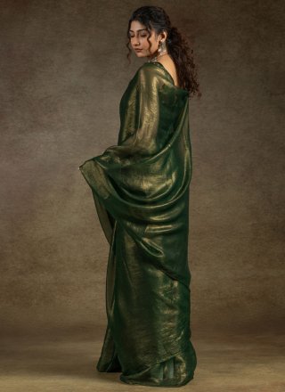 Eye-Catchy Green Chiffon Satin Traditional Saree