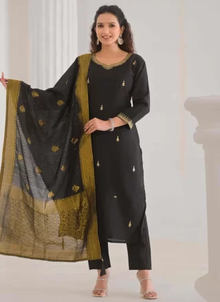 Fab Black Chanderi Readymade Style