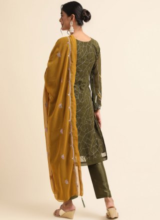 Fab Green Faux Georgette Pant Style Suit