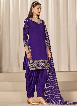 Fab Purple Silk Salwar Suit
