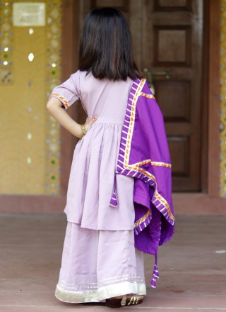 Fabulous Lavender Blended Cotton Lehenga Choli with Lace Work