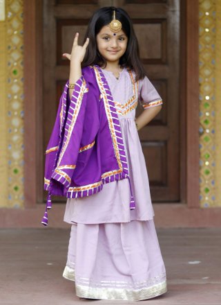 Fabulous Lavender Blended Cotton Lehenga Choli with Lace Work