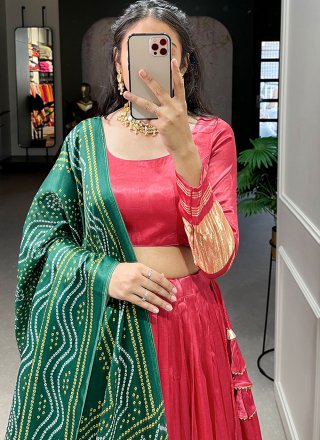 Fancy and Zari Work Silk Lehenga Choli In Pink for Ceremonial