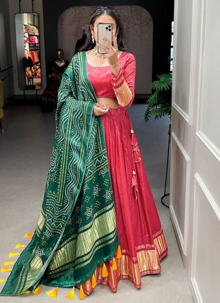 Fancy and Zari Work Silk Lehenga Choli In Pink for Ceremonial