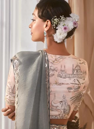 Fancy Fabric Designer Sari In Silver Color