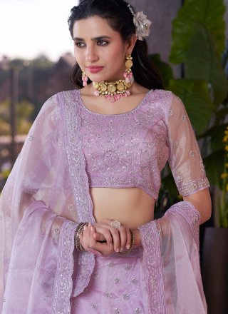 Fancy Fabric Lehenga Choli In Lavender Color