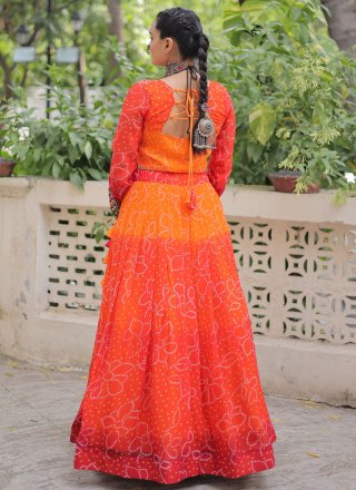 Fancy Fabric Readymade Lehenga Choli In Orange
