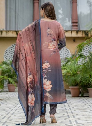 Fancy Fabric Readymade Salwar Suit with Digital Print, Floral Patch and Hand Work