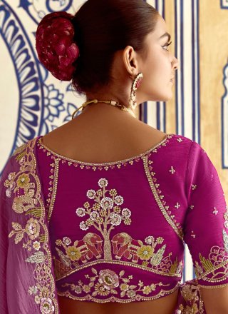 Fancy Fabric Trendy Saree In Purple Color