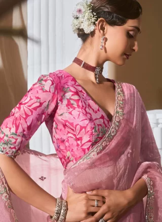 Fancy Fabric Trendy Saree with Embroidered, Sequins and Zari Work