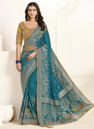 Fancy, Weaving and Zari Work Silk Designer Saree In Blue
