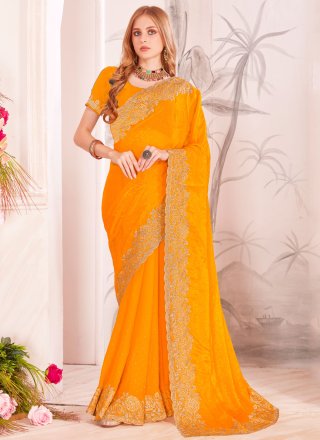 Fandy Classic Saree In Yellow Color