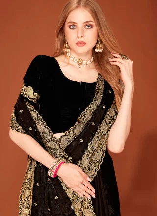 Fandy Contemporary Saree In Black Color